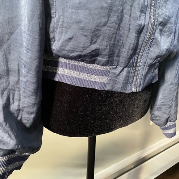 Lucy Paris Satin Bomber Jacket Clara Glitter Striped Medium - Picture 4 of 16